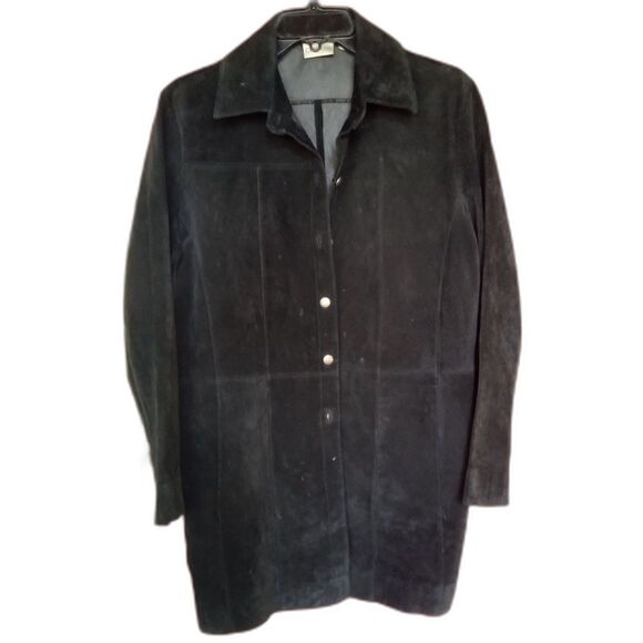 Chico's Suede Leather Shirt Jacket - Picture 1 of 9